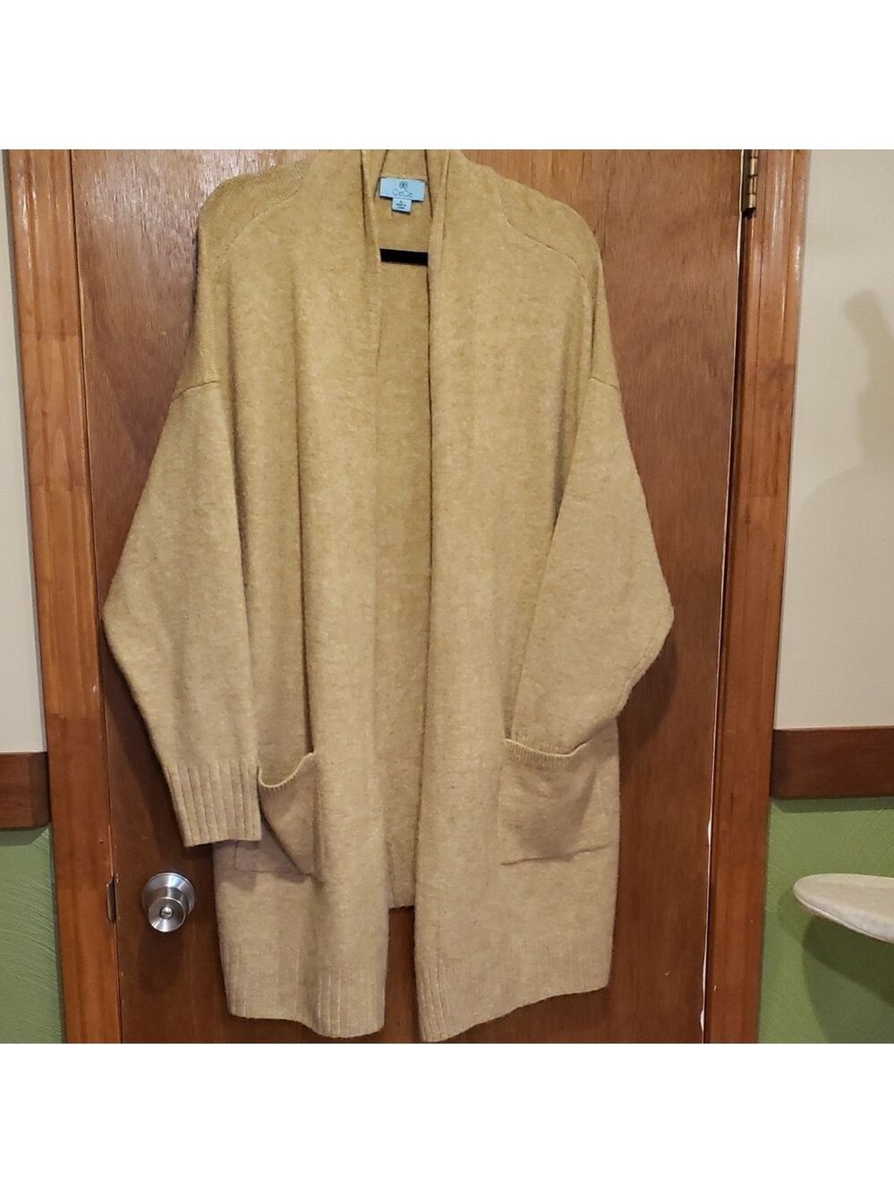 CeCe Tan Knit Open-Front Soft Cardigan
